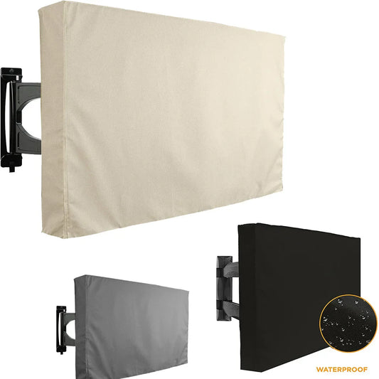 Weatherproof Dustproof Outdoor TV Cover – Beige Protective Screen Shield for 32”–65” TVs (Garden & Patio Use)