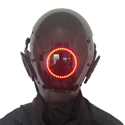 JAUPTO Punk Mask Cosplay for Men & Women – LED Round Light Mask for Halloween, Party & Music Festival Accessories