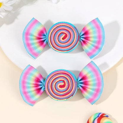2-Piece Candy Bow Hair Clips – Sweet Strawberry & Heart Print Barrettes for Girls & Kids