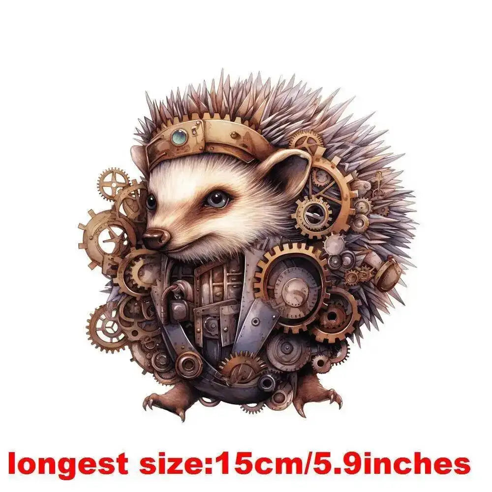 15cm Kids Steampunk Lion Iron-On Patch – Animal Heat Transfer Sticker for DIY Clothing, Apparel & Fabric Decoration Print