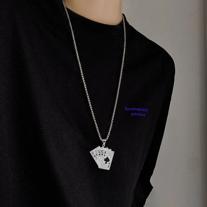 Ace of Spades Playing Card Necklace – Trendy Pendant Chain for Men & Women