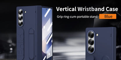 Original Silicone Grip Phone Case for Samsung Galaxy Z Fold 4-7 – Stand & Hinge Protective Cover with Glass Film