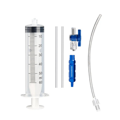 Bicycle Tubeless Tire Liquid Injection Tool — 60ML Syringe with Presta Valve Core Remover for MTB & Road Bikes