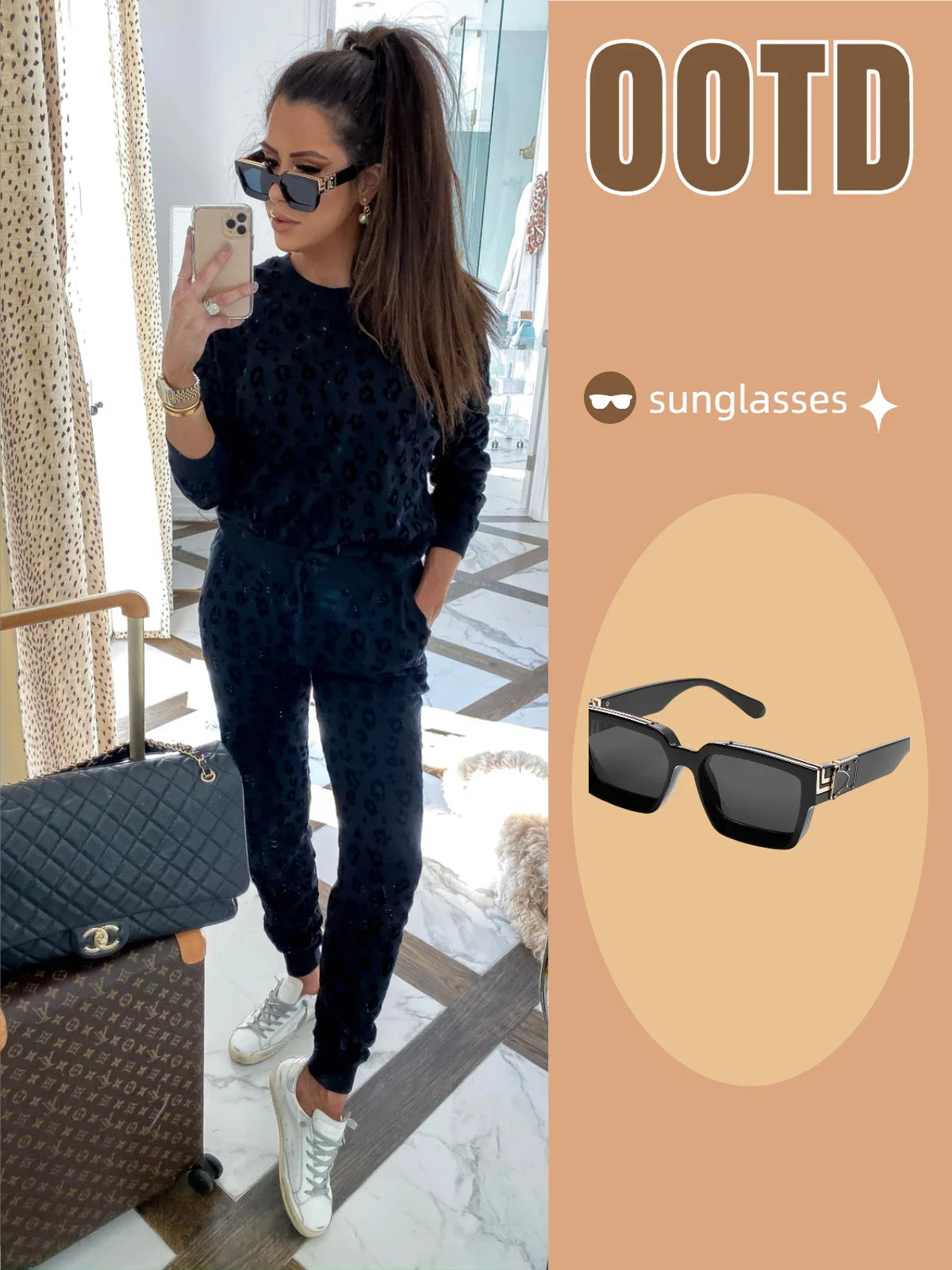 Ruiao Retro Black Millionaire Sunglasses – Luxury Square Designer Shades for Men & Women (2024)