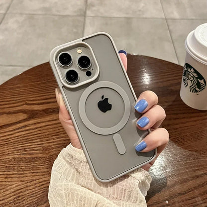 Luxury MagSafe Wireless Charging Transparent Case - Magnetic Bumper Protective Cover for iPhone 15 14 13 12 11 Pro Max Plus Mini