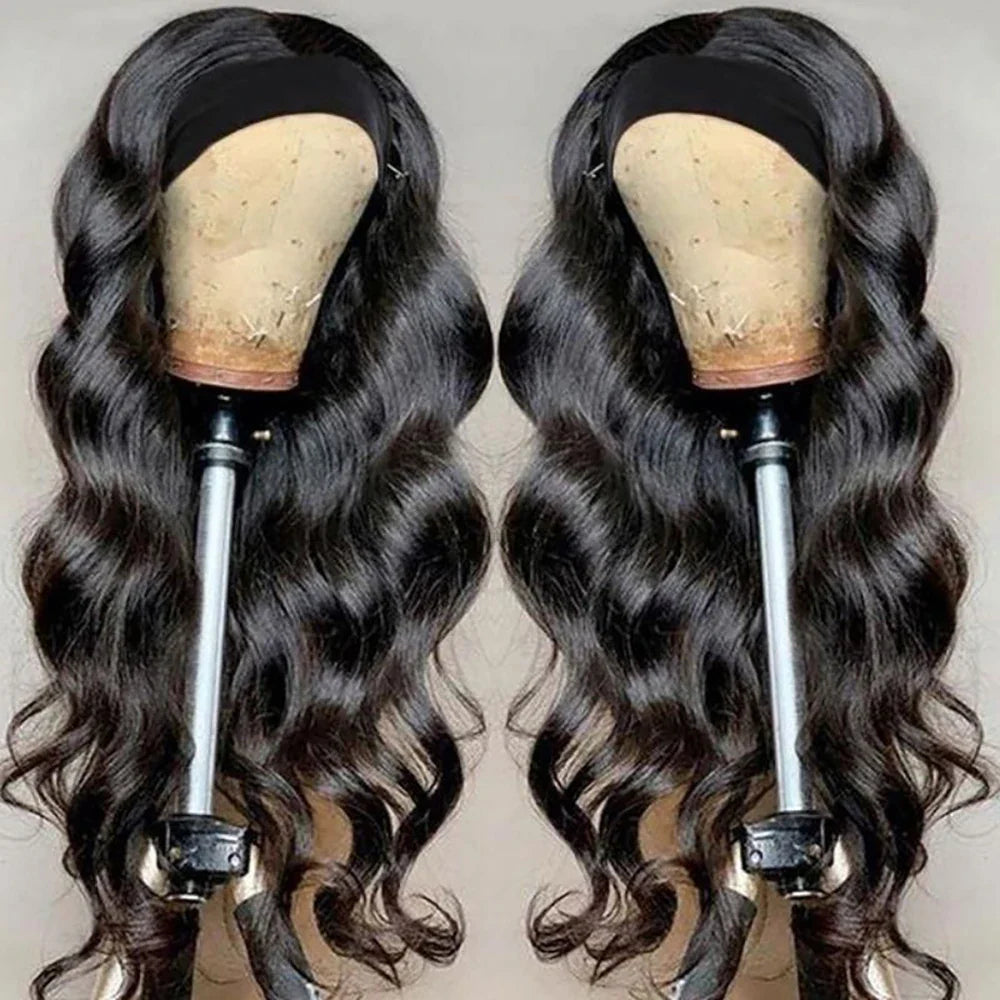 180% Density Body Wave Headband Wig — Brazilian Remy Human Hair, Ready-to-Wear