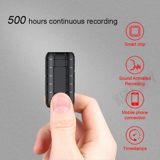 Mini Voice Activated Recorder – 500 Hours Digital Recording Device, Professional Sound Dictaphone, Portable & Compact Audio Micro Recorder