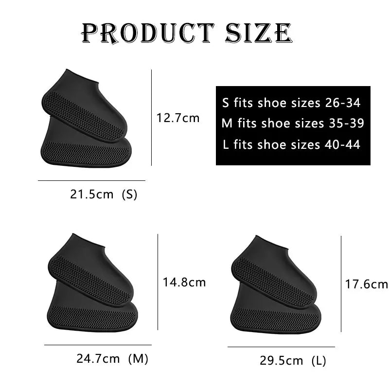 Reusable Waterproof Rain Shoe Covers – Non slip Silicone & Latex Outdoor Walking Shoe Protection