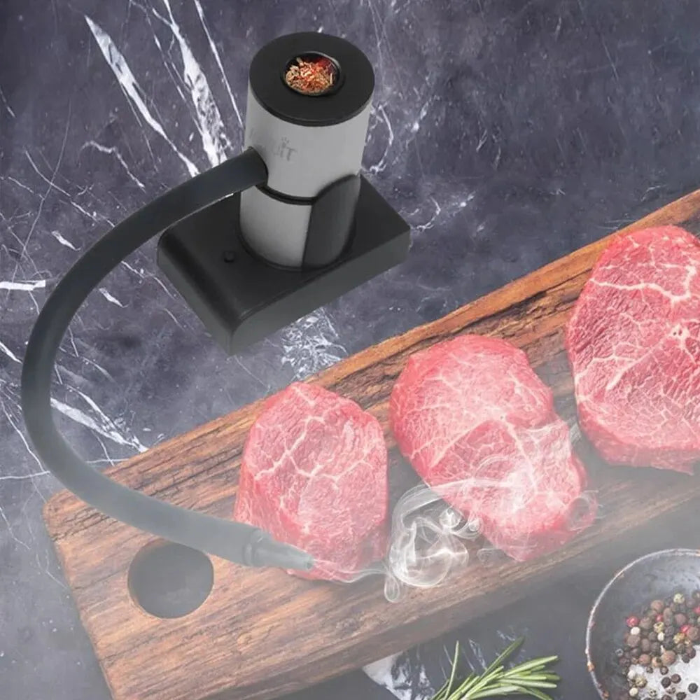 Portable Wood Chips Smoking Gun - Molecular Cuisine Cold Smoke Generator for Meat, Fish, Bacon, and More