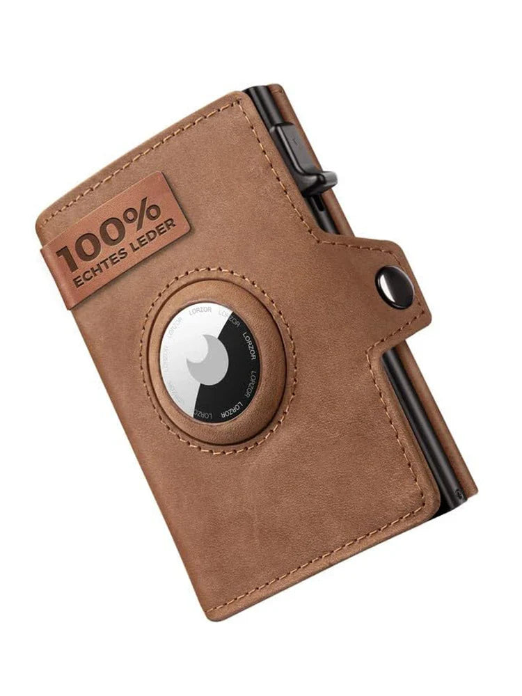 Genuine Leather Wallet with Coin Pocket – RFID Blocker Airtag Wallet for Men