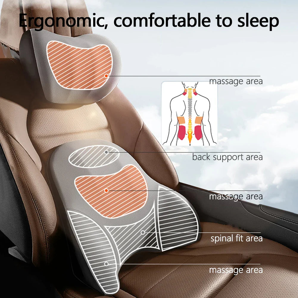 Electric Car Lumbar & Neck Massage Pillow | Single Headrest Vibration Cushion for Seat Support