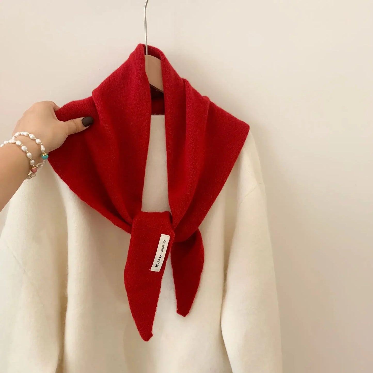 Women’s Wool Triangle Scarf – British Korean Knitted Headscarf & Warm Multi-Functional Wrap