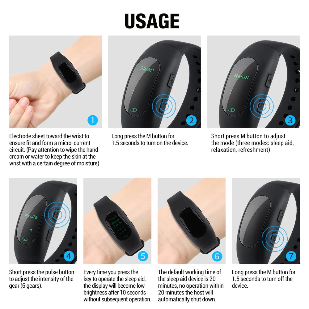 Intelligent Electronic Sleep Device – Microcurrent Pulse Rest Hypnosis Wristband for Insomnia and Anxiety Relief