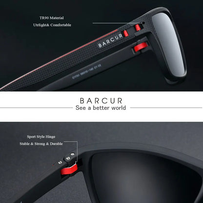 BARCUR TR90 Polarized Sunglasses - Lightweight Sports Eyewear for Men and Women, UVAB Protection