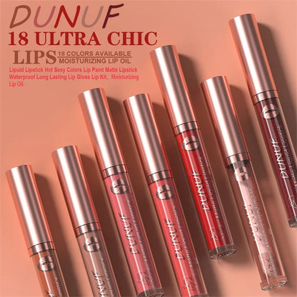 Matte Velvet Dark Red Brown Lip Gloss – Long-Lasting Waterproof Liquid Lipstick with Natural Moisturizer & Transparent Lip Oil