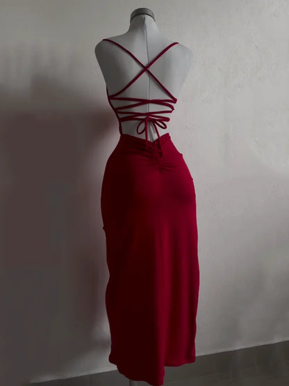 2024 New Summer Dress - High Sensibility Halter Strap Spice Girl Bag Hip Dress