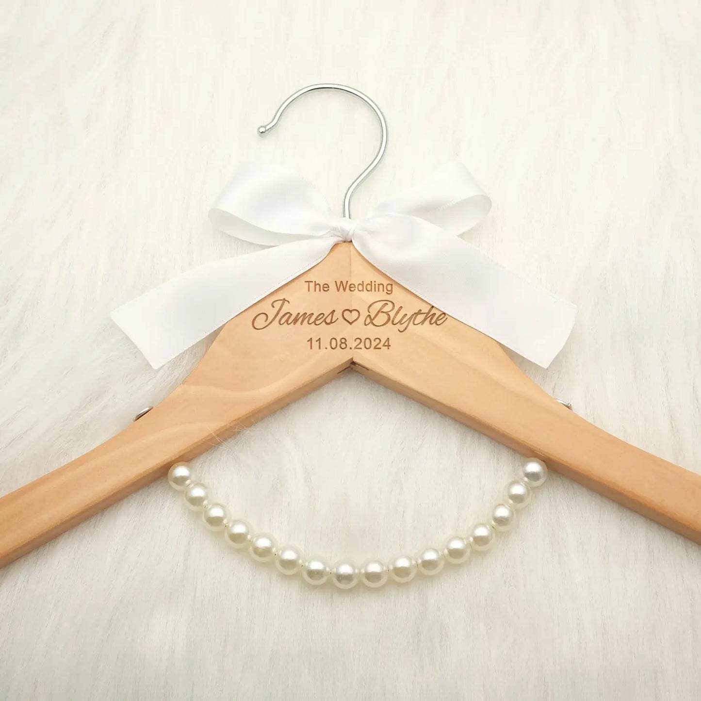 Personalized Wedding Dress Hanger - Custom Bridal Hanger with Engraved Names & Date, Bridal Shower Gift