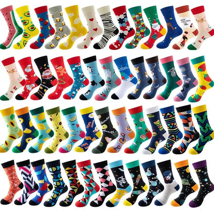 Men's Cotton Dress Socks 5-Pair Pack - Funny Casual Novelty Crew Socks Gift Set