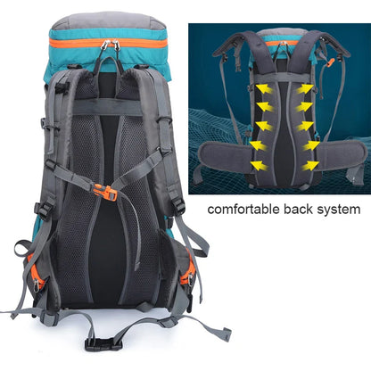 65L Large Camping Backpack — Waterproof Outdoor Hiking, Climbing & Trekking Mountaineering Sport Bag