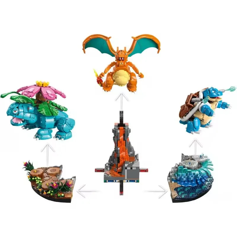 MOC Elf Character Building Blocks Set - Frog, Fire Dragon & Water Turtle Home Decor Gift