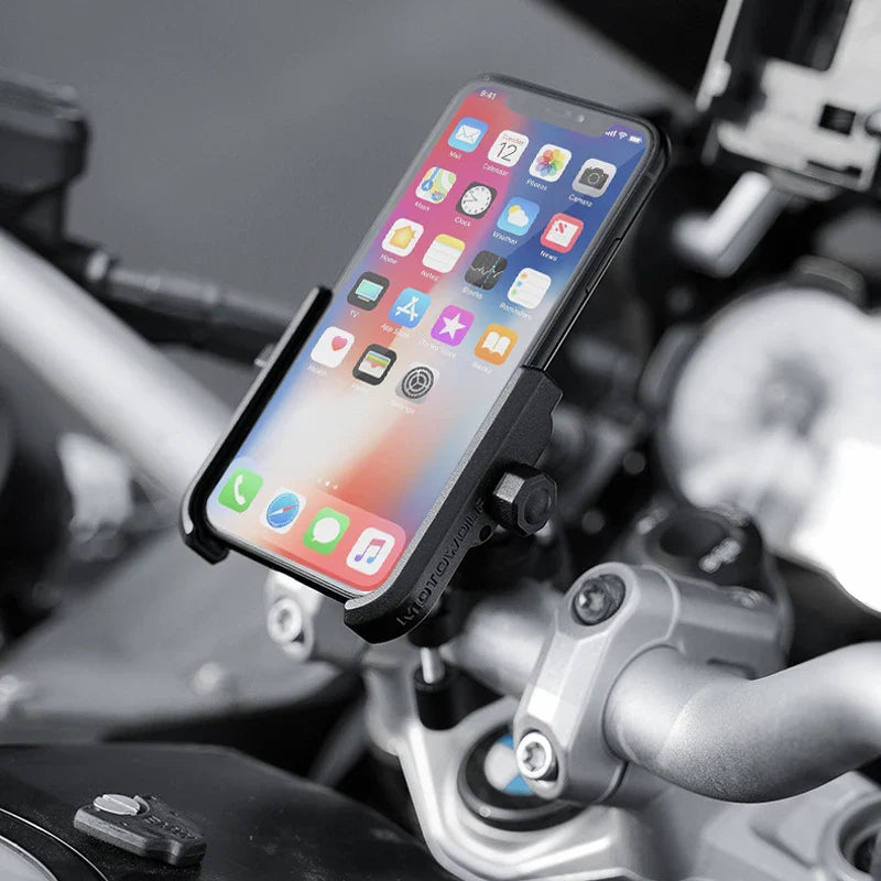 Aluminum Alloy Motorcycle Handlebar Phone Holder - Universal Rearview Mirror Bike Bicycle Mount for Cell Phones, Soporte Celular Moto