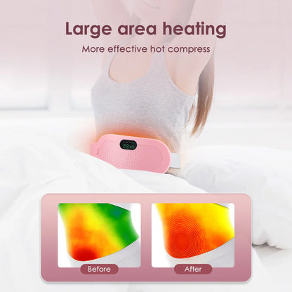 Electric Heating Pad for Women | Menstrual Cramp Relief Vibrator Belt | Abdominal Warmer & Blood Circulation Massager