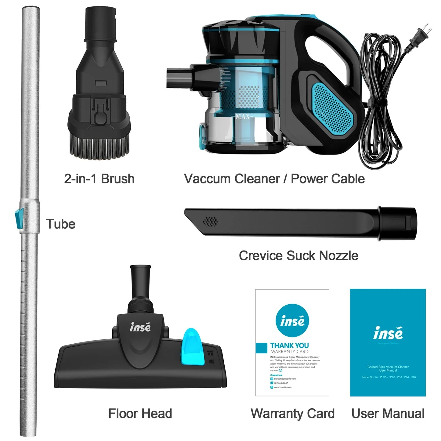 INSE I5 Corded Vacuum Cleaner – 18Kpa Powerful Suction, 600W Motor, Stick & Handheld for Home, Pet Hair & Hard Floors