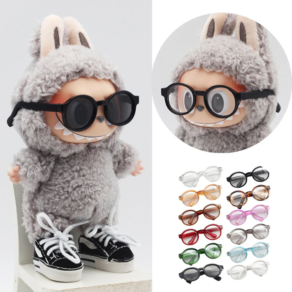 6.5cm Transparent Plastic Glasses for BJD Dolls, Labubu, MSD, SD, EXO - Sunglasses for 1/8, 1/6, 1/3, 1/4 Plush Dolls