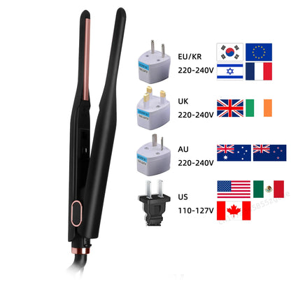 Mini Pencil Flat Iron for Short Hair, Ceramic Hair Straightener, Tiny Straightening Iron, Beard Straightener for Men & Women