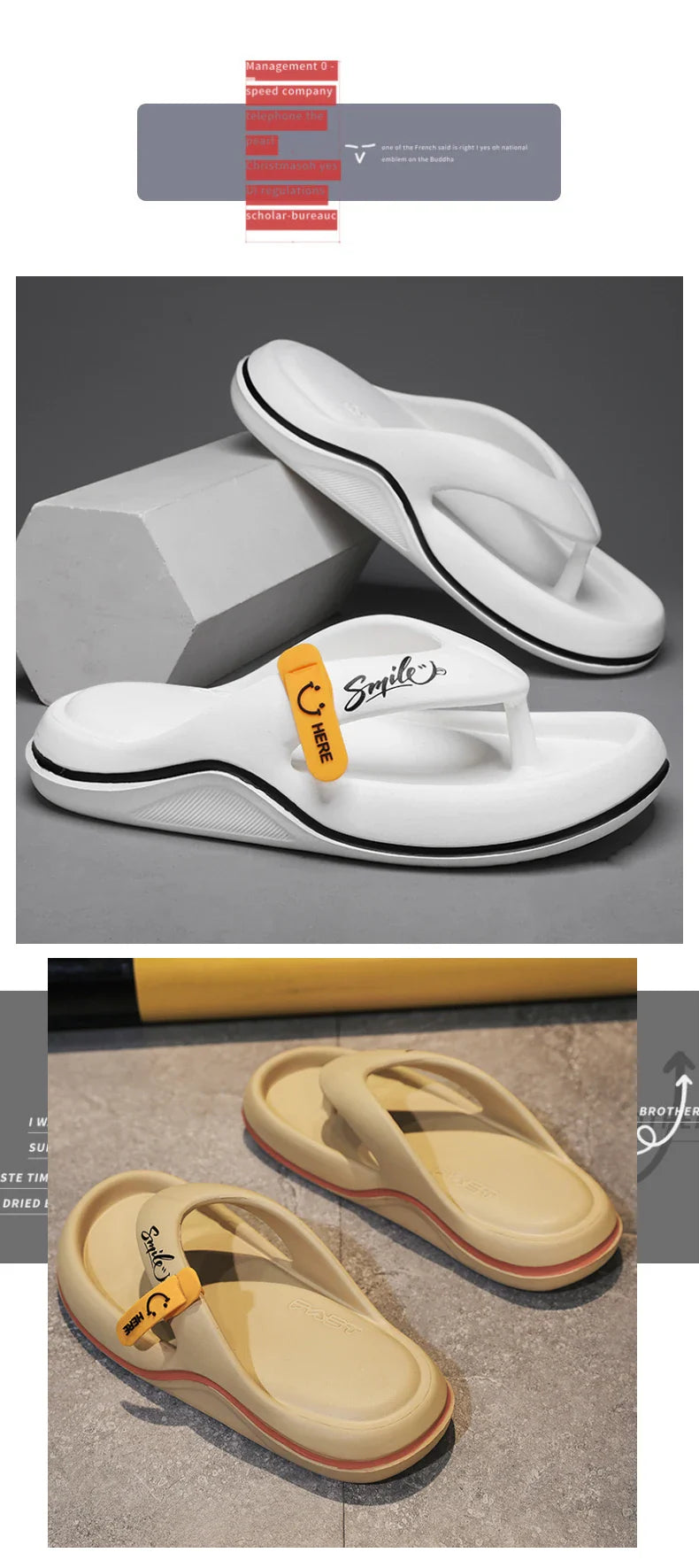 Men's & Women's Flip Flops – Non Slip Thick Sole Slippers, Super Soft Indoor & Outdoor Beach Sandals