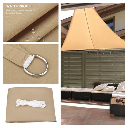 5x5x5/2x2x2M Waterproof Sun Shelter - Triangle Sunshade Protection - Outdoor Canopy for Garden, Patio, Pool - Shade Sail Awning Cloth