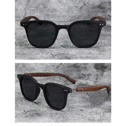 Retro Wood Grain Polarized Sunglasses for Men & Women – UV Protection Eyewear for Cycling, Outdoor & Street Photography