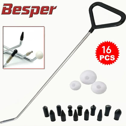 Car Dent Repair Hooks & Push Rod Set – Taper Head PDR Tool Kit for Body Dents & Hail Damage Removal