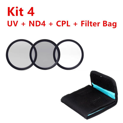 UV, FLD, CPL, ND (ND2/4/8), Star, Yellow Grad, Grey Filter Kit with Cleaning Set — Fits 37mm to 82mm Lenses