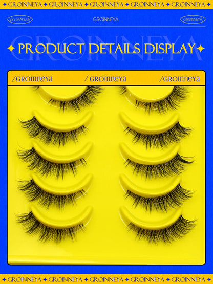 GROINNEYA Half Cat Eye Lashes – Soft Natural Clear Band, Faux Mink Wispy Lashes for Natural Makeup Look