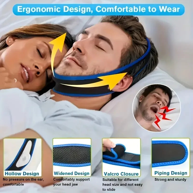 Anti-Snore Chin Strap – Sleep Apnea Belt & Chin Support for Men and Women, Snoring Relief Sleep Aid Tool