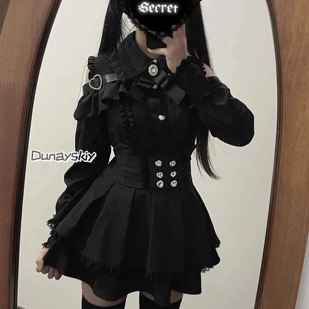 Jirai Kei Lolita Blouse Top — Y2K Sweet Japanese Style Long Shirt with Bow for Women, S-XL, 3 Colors