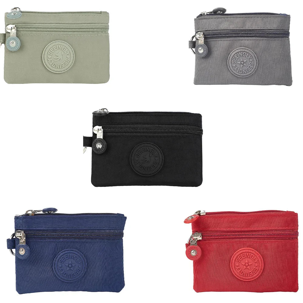Small Solid Canvas Coin Bag for Kids - Money Purse, ID and Credit Card Holder, Key and Earphone Storage