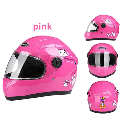 New Cute Children’s Full Face Helmet – Safety Bike & Motorcycle Helmet for Kids, Adjustable for Outdoor Sports, Four Seasons Protection