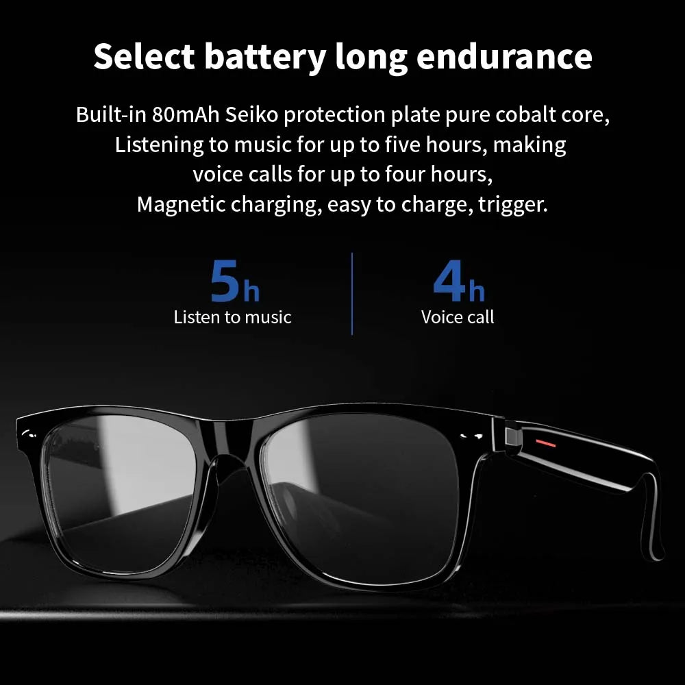 SENBONO E13 Smart Glasses – Blue Light Filtering Polarized Lenses with Audio, Built-in Mic, Speakers, Touch & Voice Assistant