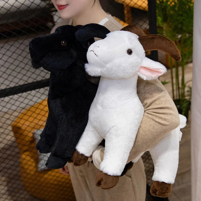 30/40cm Ranch Animal Plush Toy — Soft Lifelike Black & White Goat Simulation Doll, Cute Mountain Animal for Kids, Halloween Gift