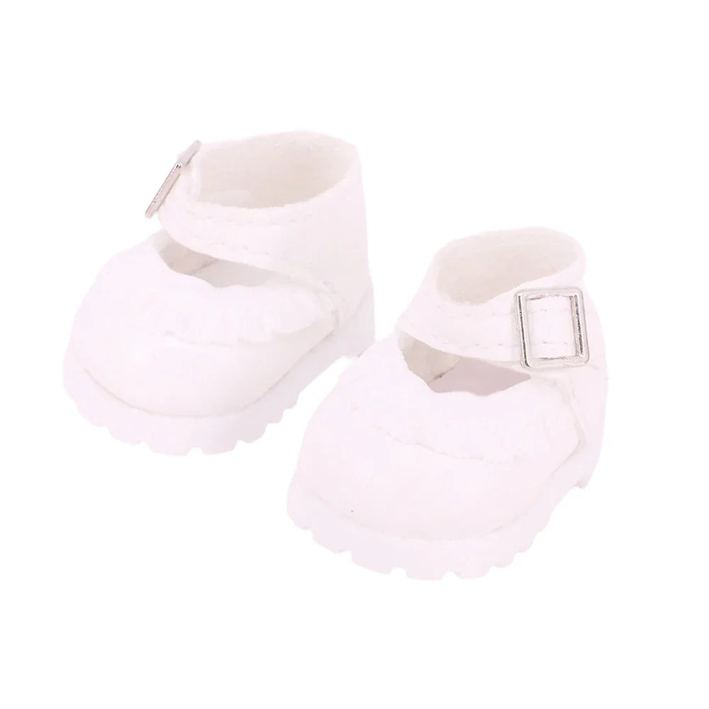 3.8cm Solid Color Lace-Up Canvas Shoes – PU Doll Shoes for 17cm Labubu Doll Clothes & Accessories Gift