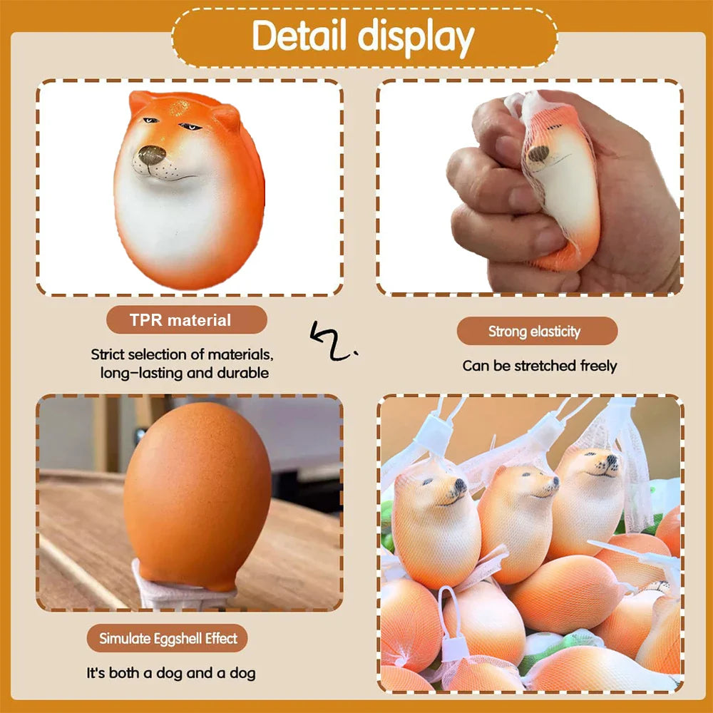Cartoon Shiba Inu Egg Squishy Toy – Stress Relief Mochi Figure for Kids & Adults