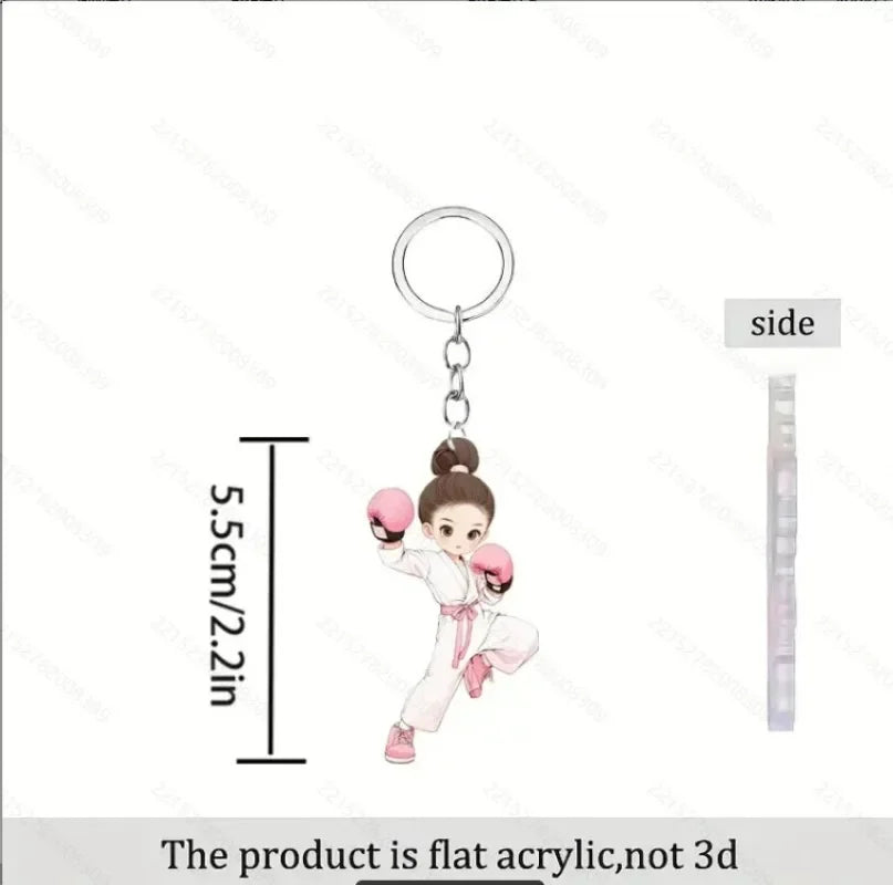 2D Flat Taekwondo Kung Fu Acrylic Keychain – Car Rearview Mirror and Backpack Pendant Accessory Gift
