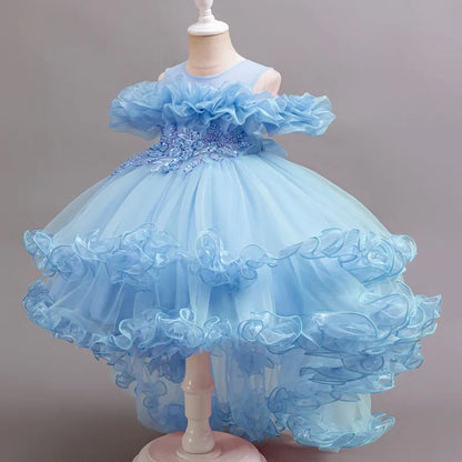 Girls Floral Sequin Princess Dress - Flower Girl Party Dress for Weddings, Birthdays & Christmas