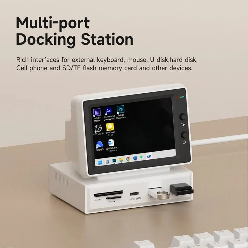 Hagibis 3.5-inch IPS Mini Screen AIDA64 Data Monitor – CPU, RAM, HDD Display Sub-Screen with USB-C Hub for Laptop & MacBook