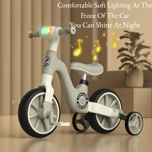 2-in-1 Children’s Balance Bike – Three-Wheeled Multifunctional Pedal Walker with Music & Lights, Indoor and Outdoor Baby Toy