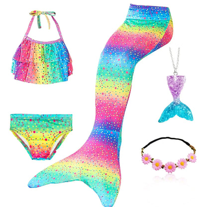 Kids Mermaid Tail Swim Costume - Girls Mermaid Swimsuit for Swimming, Cosplay & Birthday Party Dress Up