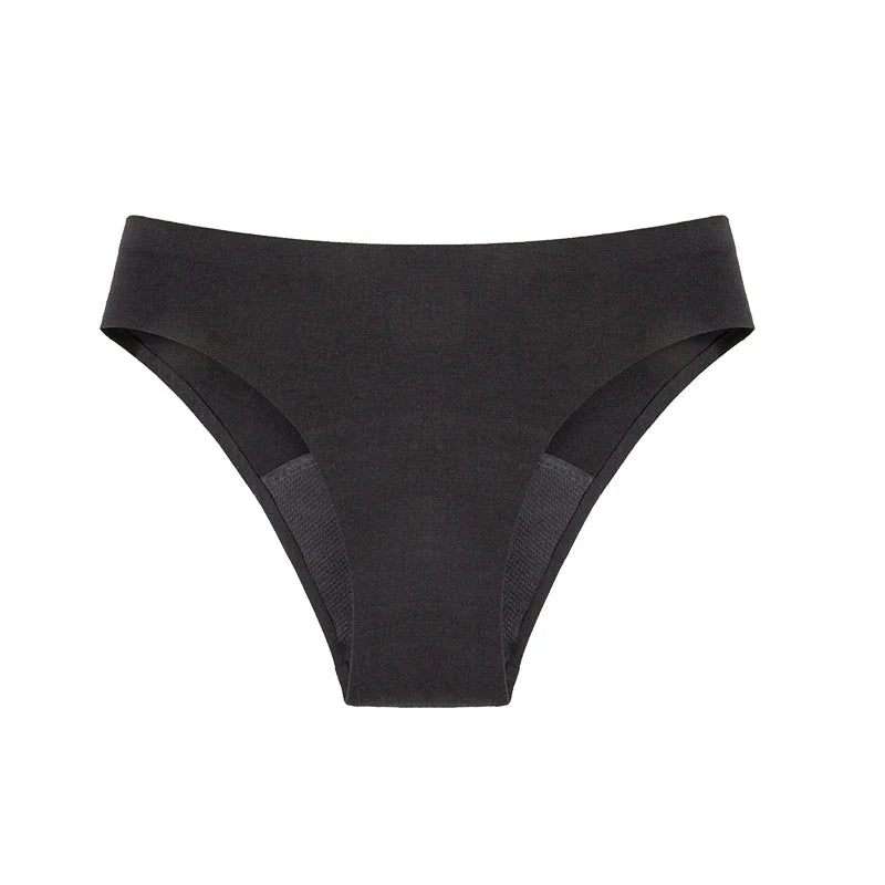 Seamless Cotton Menstrual Panties – 4-Layer Leakproof Fast-Absorption Period Underwear for Teens, Mid-Rise Incontinence Macaron Undies
