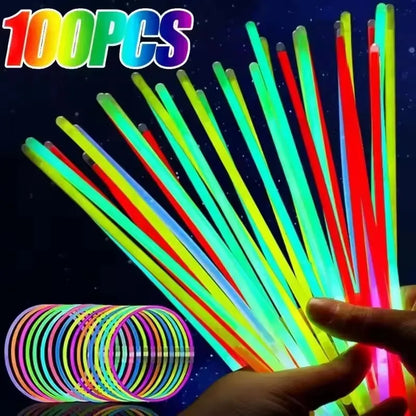 50/100Pcs Glow Sticks - Multicolor Fluorescent Bendable Light Bracelets for Party Events, Celebrations & Fun Supplies